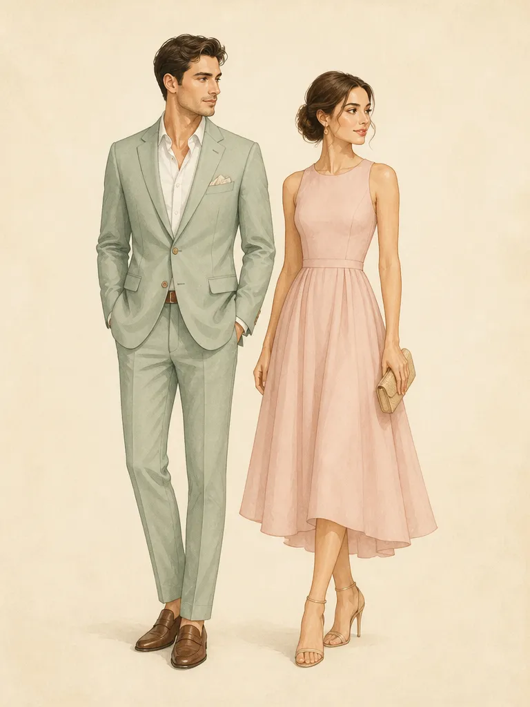 Ejemplo de vestimenta: cocktail semiformal en tonos pastel